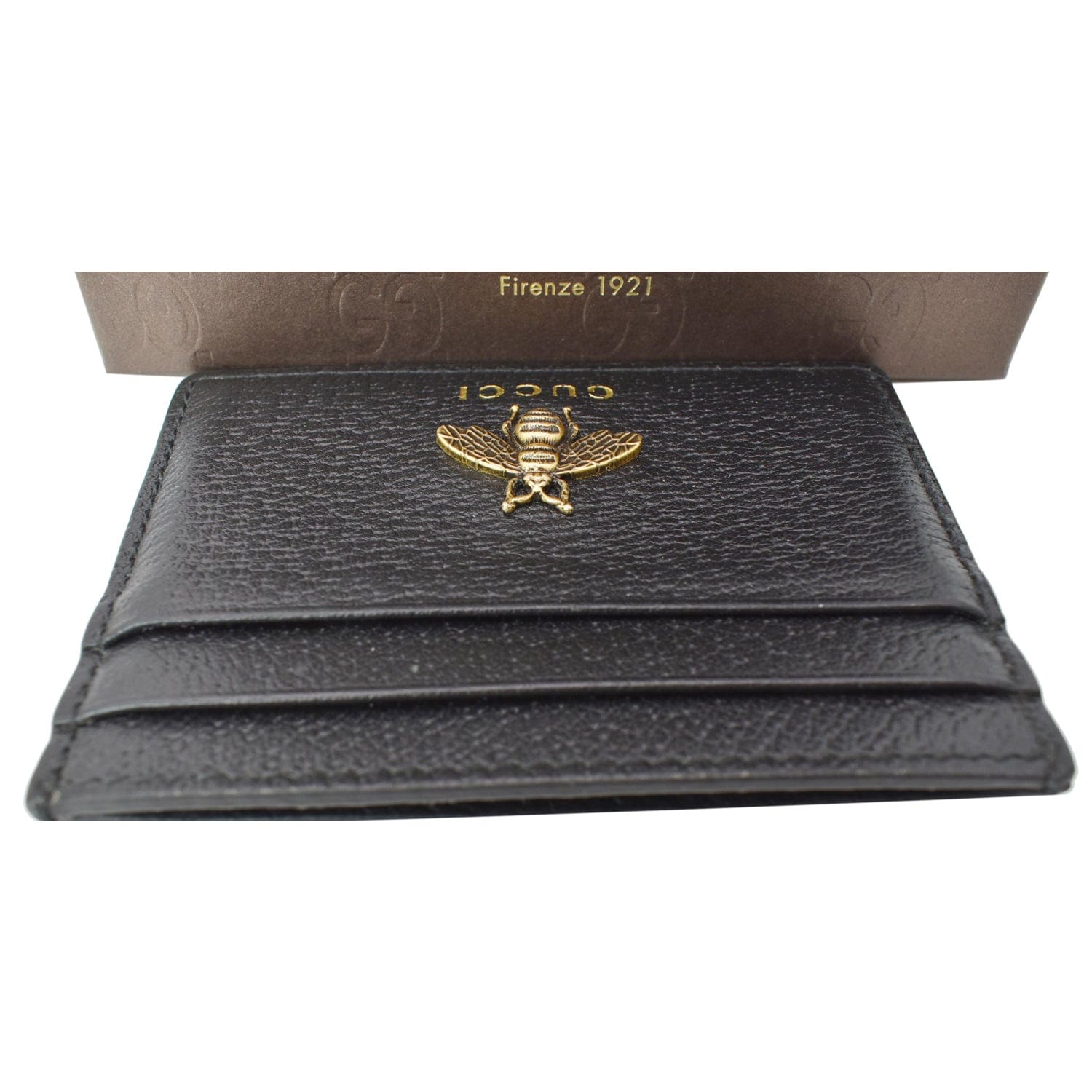 GUCCI Animalier Bee Leather  Case Black 523685