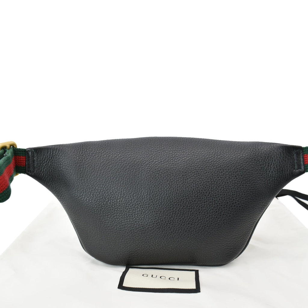 GUCCI Print Grained Calfskin Leather Small Belt Bag Black 527792