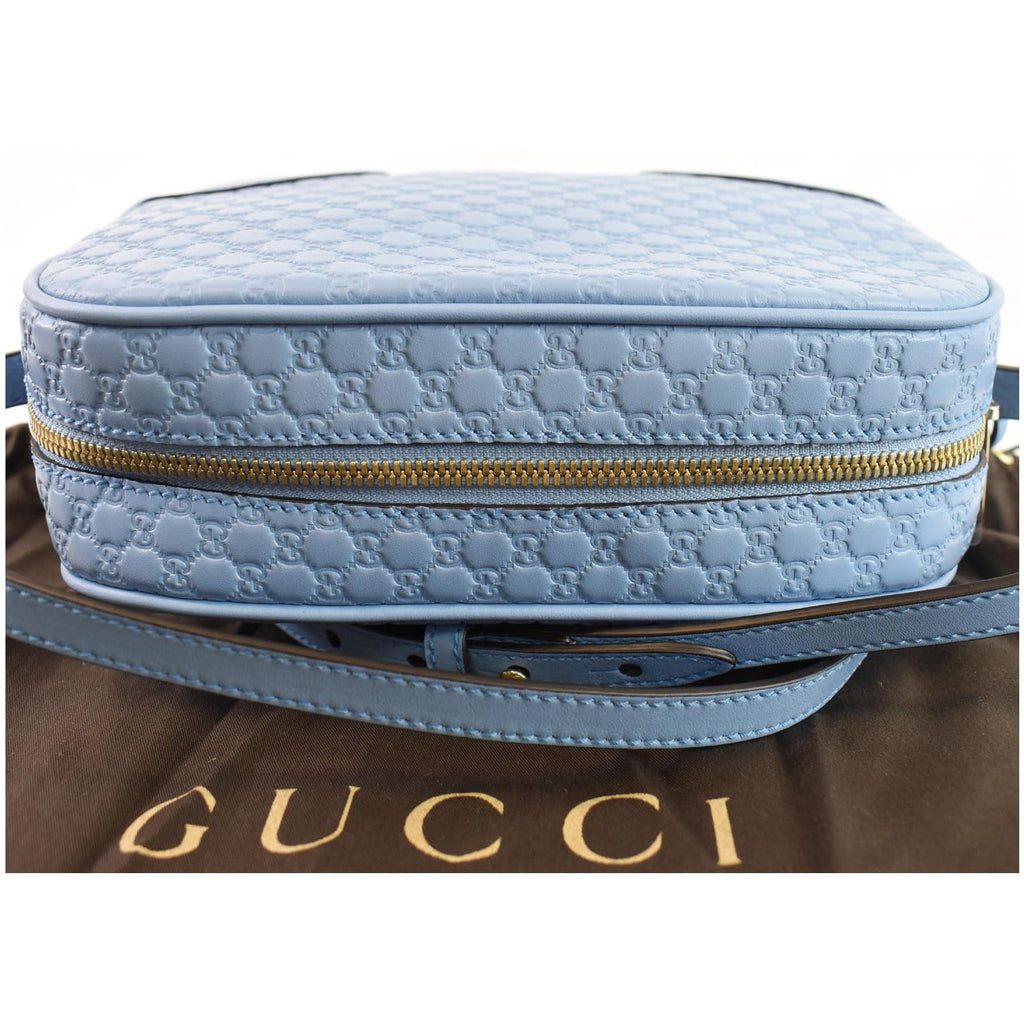 GUCCI Bree Micro GG Guccissima Leather Crossbody Bag Light Blue 449413