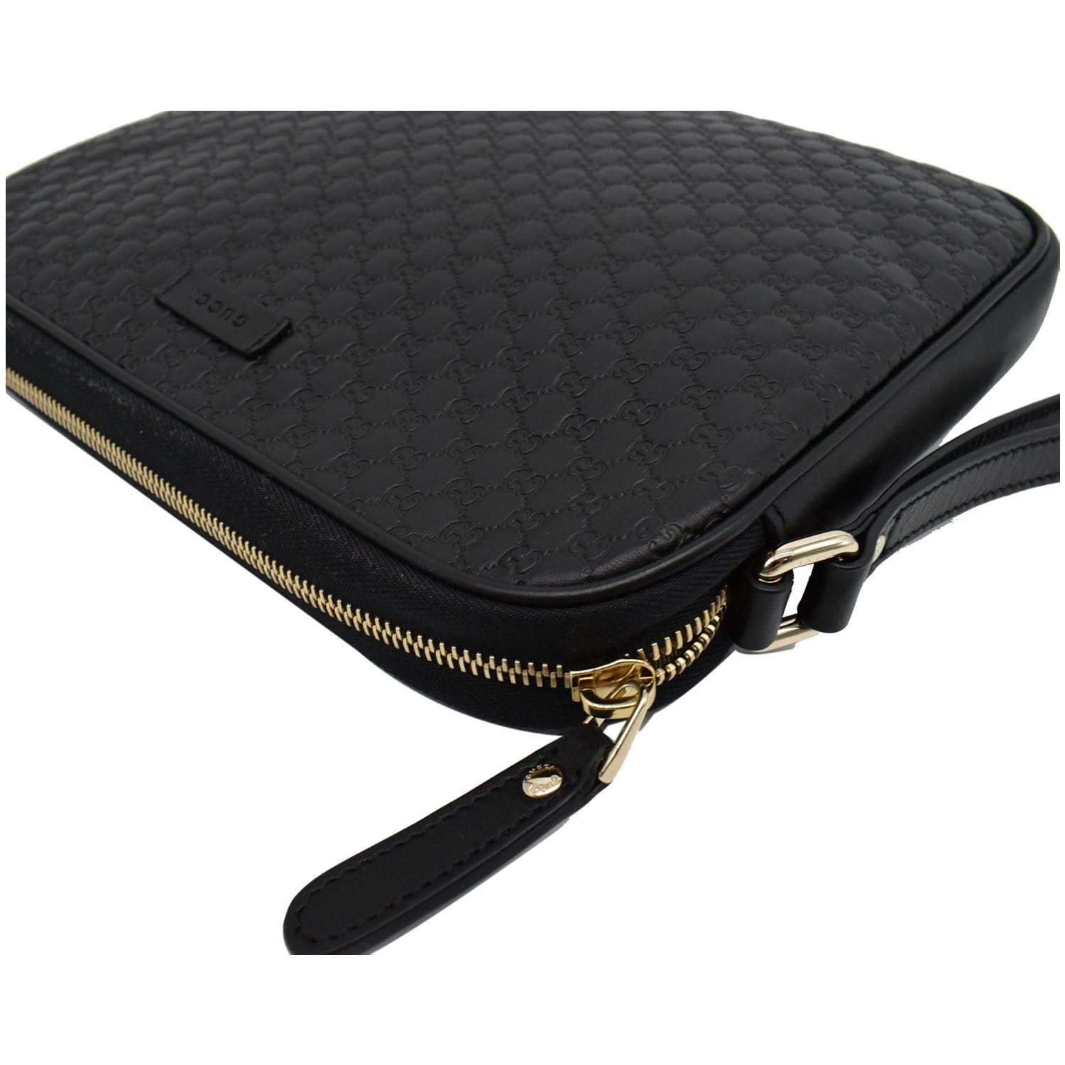 GUCCI Microguccissima Leather Clutch Bag Black 607726
