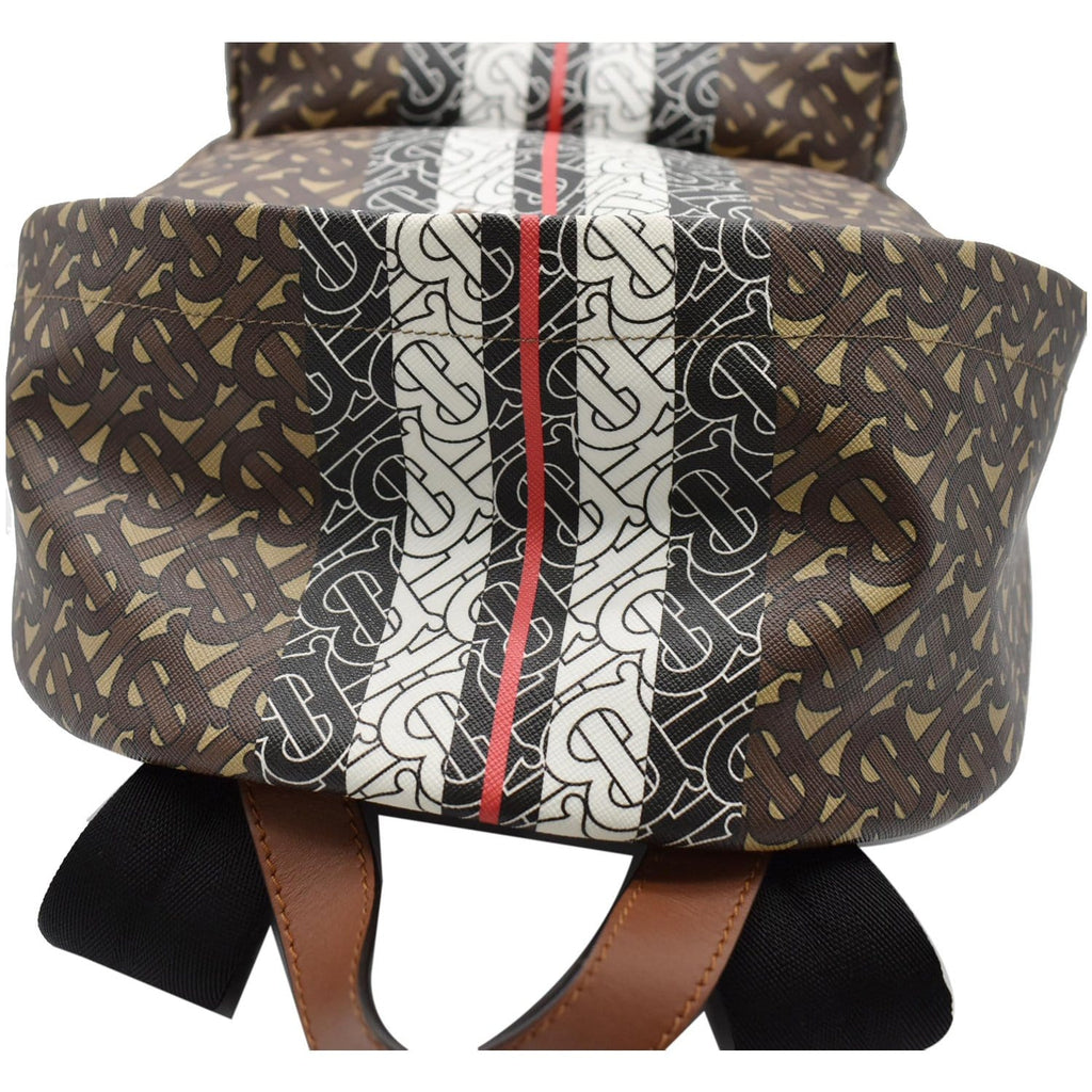 BURBERRY Bridle Stripe Monogram Print E-canvas Backpack Brown