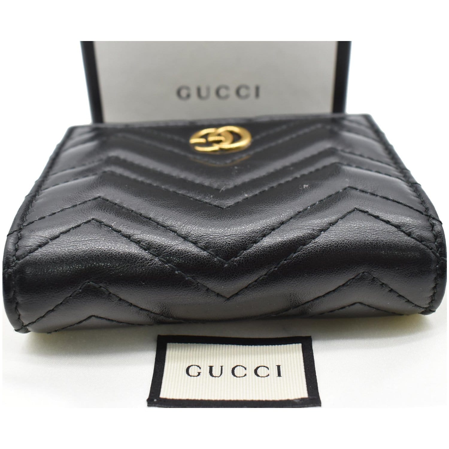 Gucci Marmont GG Matelasse Leather  Case Wallet Black 466492