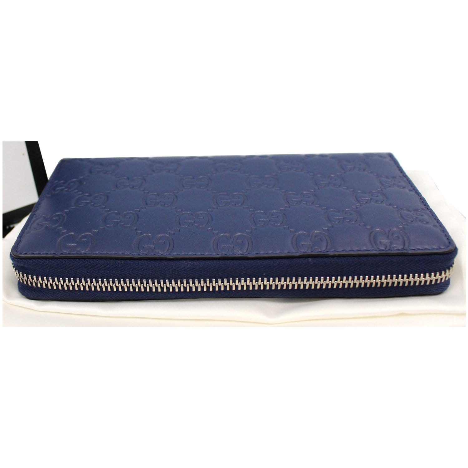 GUCCI Zip Around NY New York Yankees Patch Guccissima Wallet Blue - Last Call