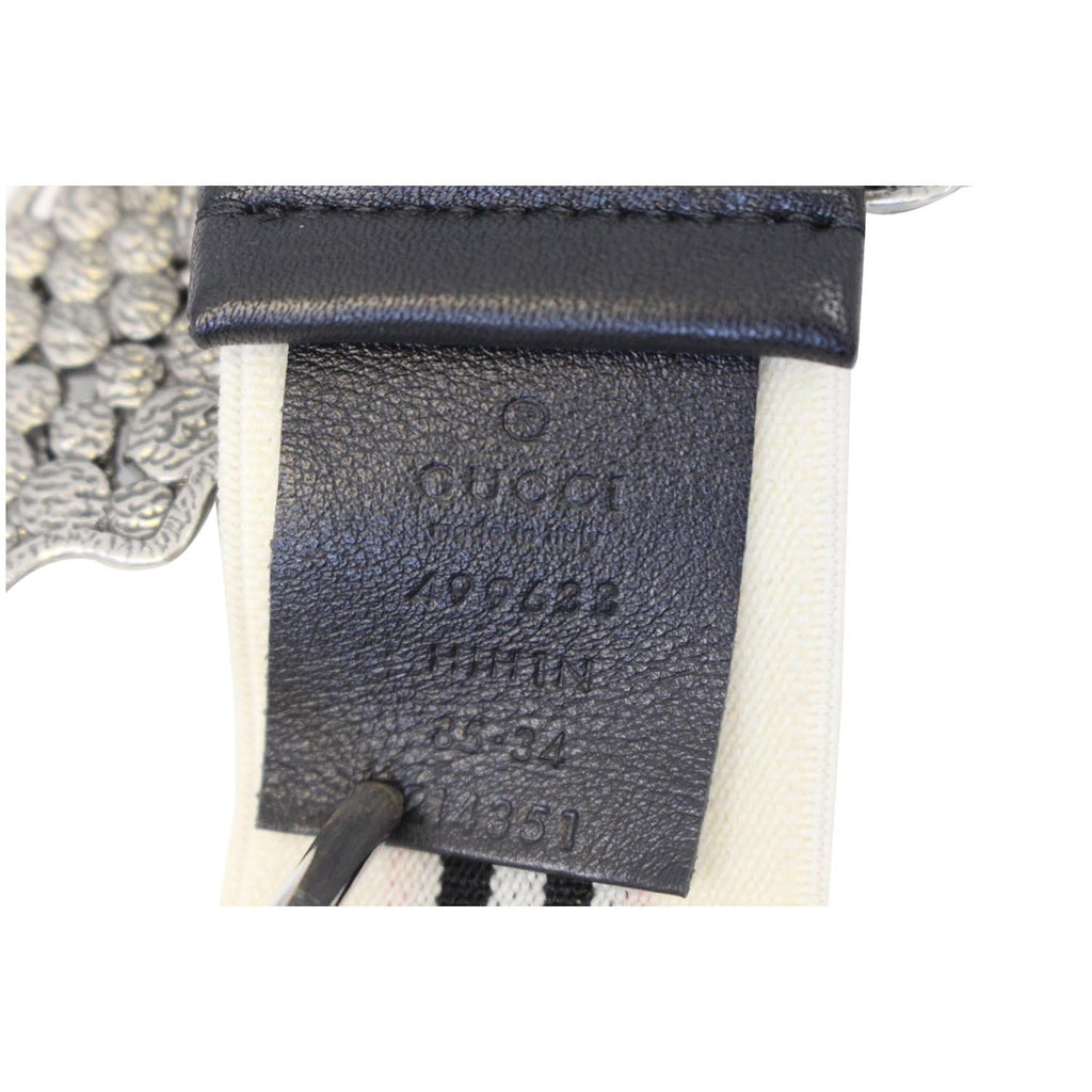 GUCCI Stripe Belt with Butterfly Buckle 499633