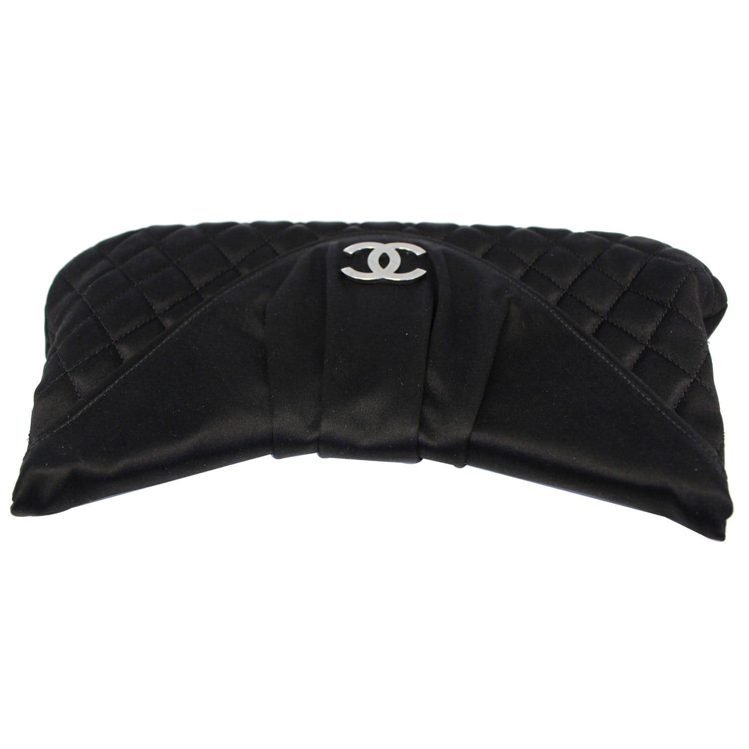 CHANEL CC Half Moon Quilted Satin Clutch Black