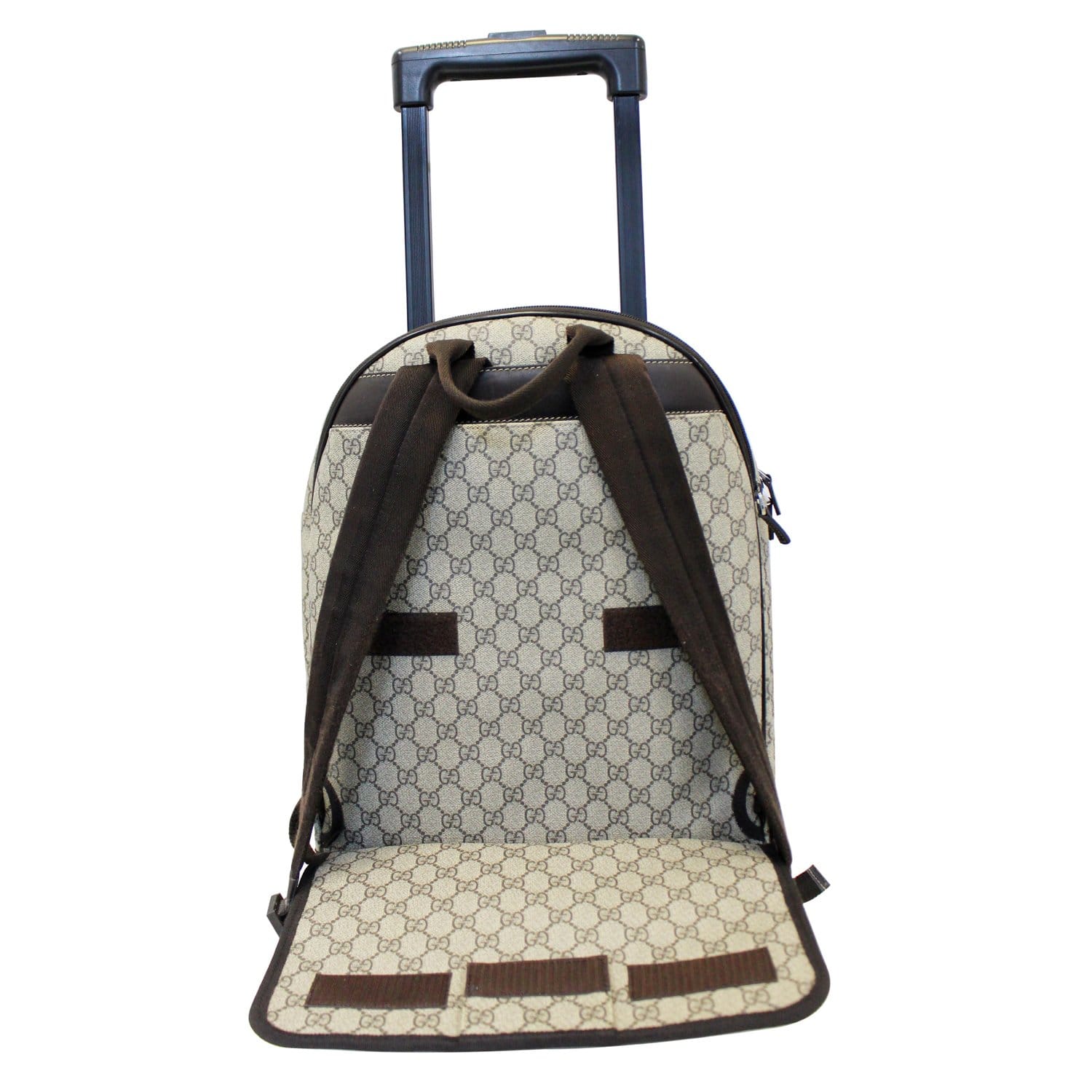 Gucci GG Supreme Canvas Trolley Backpack Bag Beige