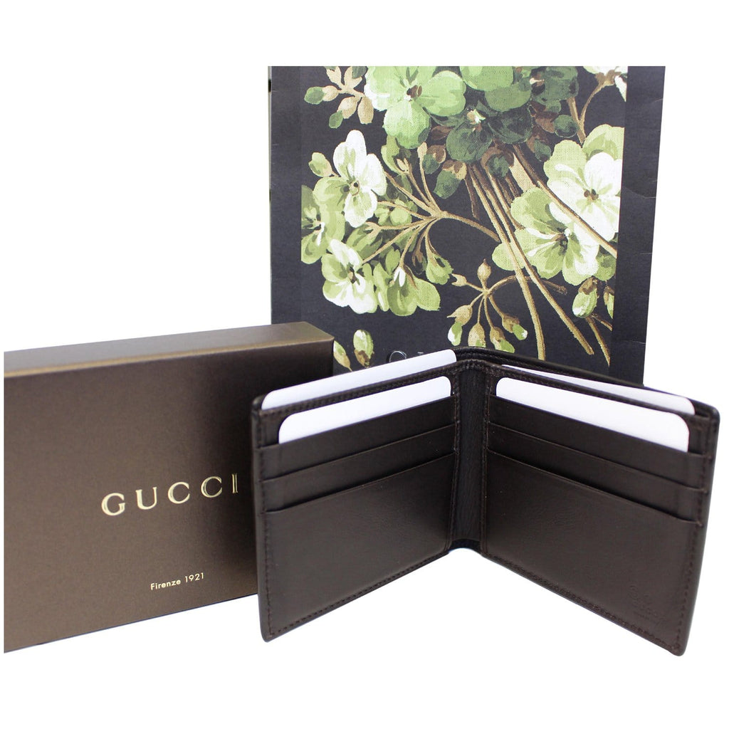 GUCCI Black Leather Micro GG Guccissima Bifold Wallet