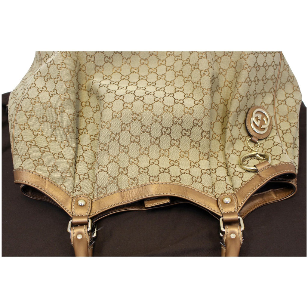 GUCCI Sukey Large GG Canvas Tote Bag Beige 211943
