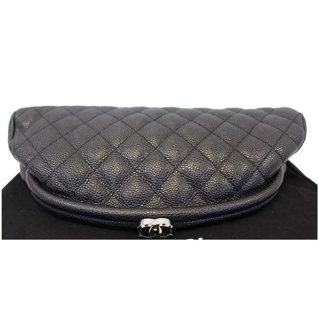 CHANEL Timeless Caviar Quilted Leather Clutch Black