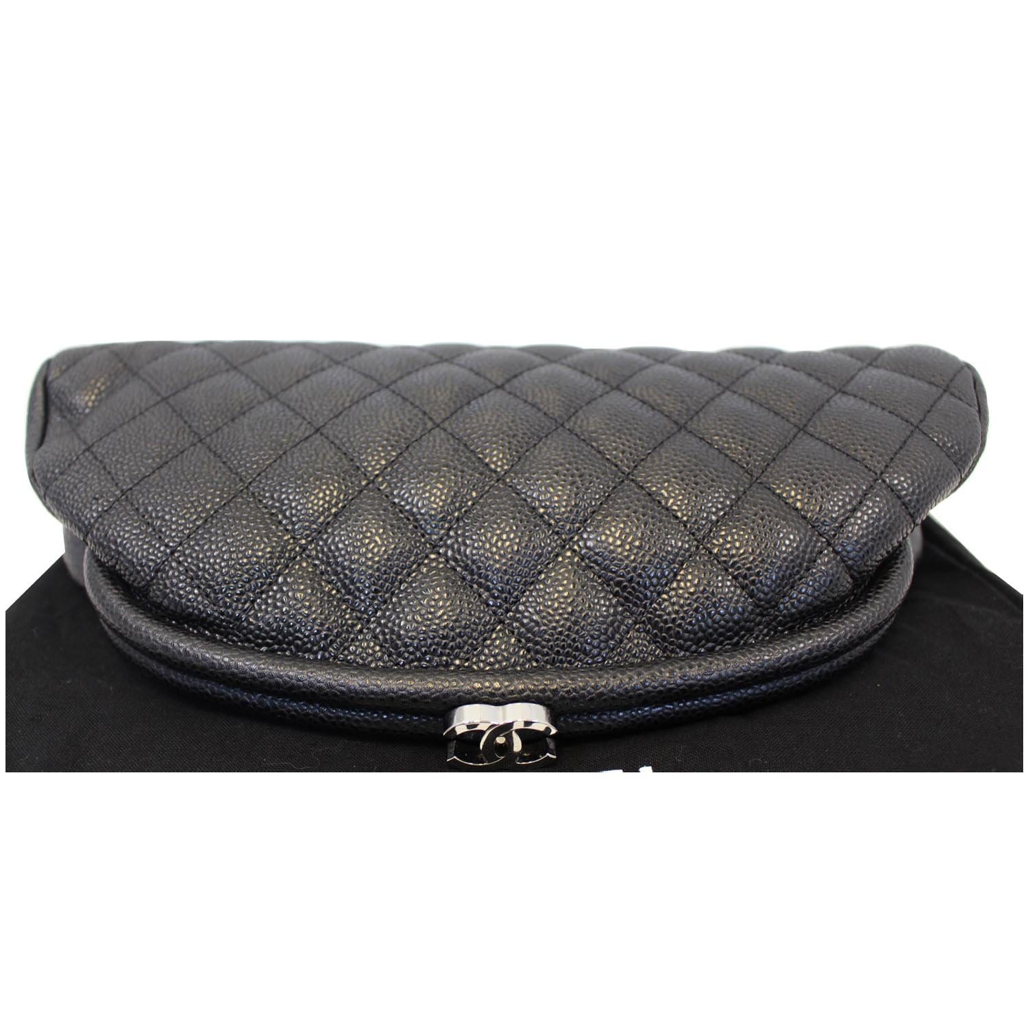 CHANEL Timeless Caviar Quilted Leather Clutch Black