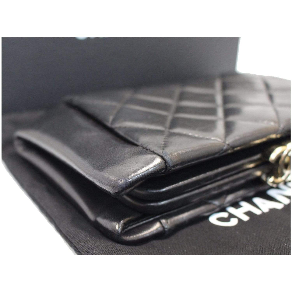 CHANEL Timeless CC Lock Lambskin Leather Clutch Bag Black - 25% OFF