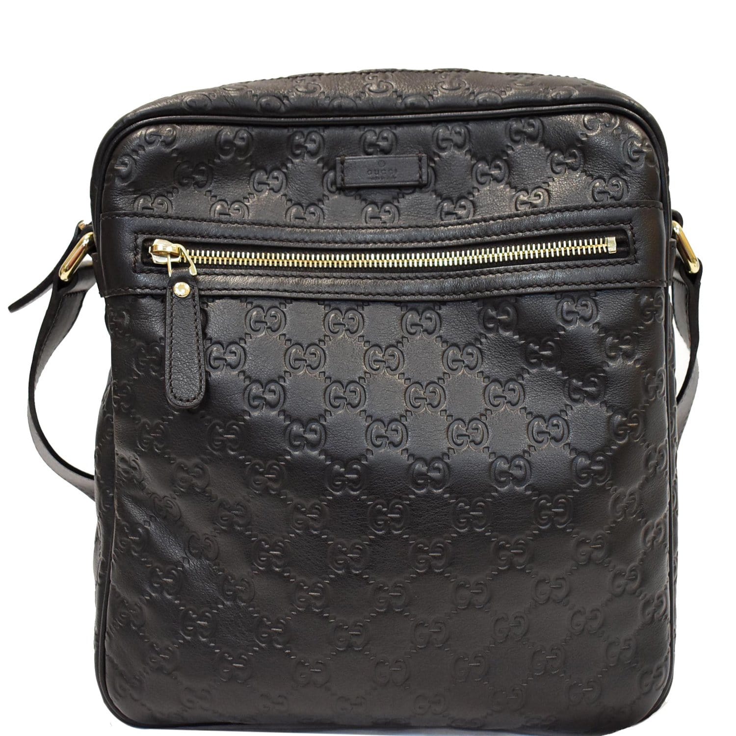 GUCCI Guccissima Leather Messenger Bag Black 201448