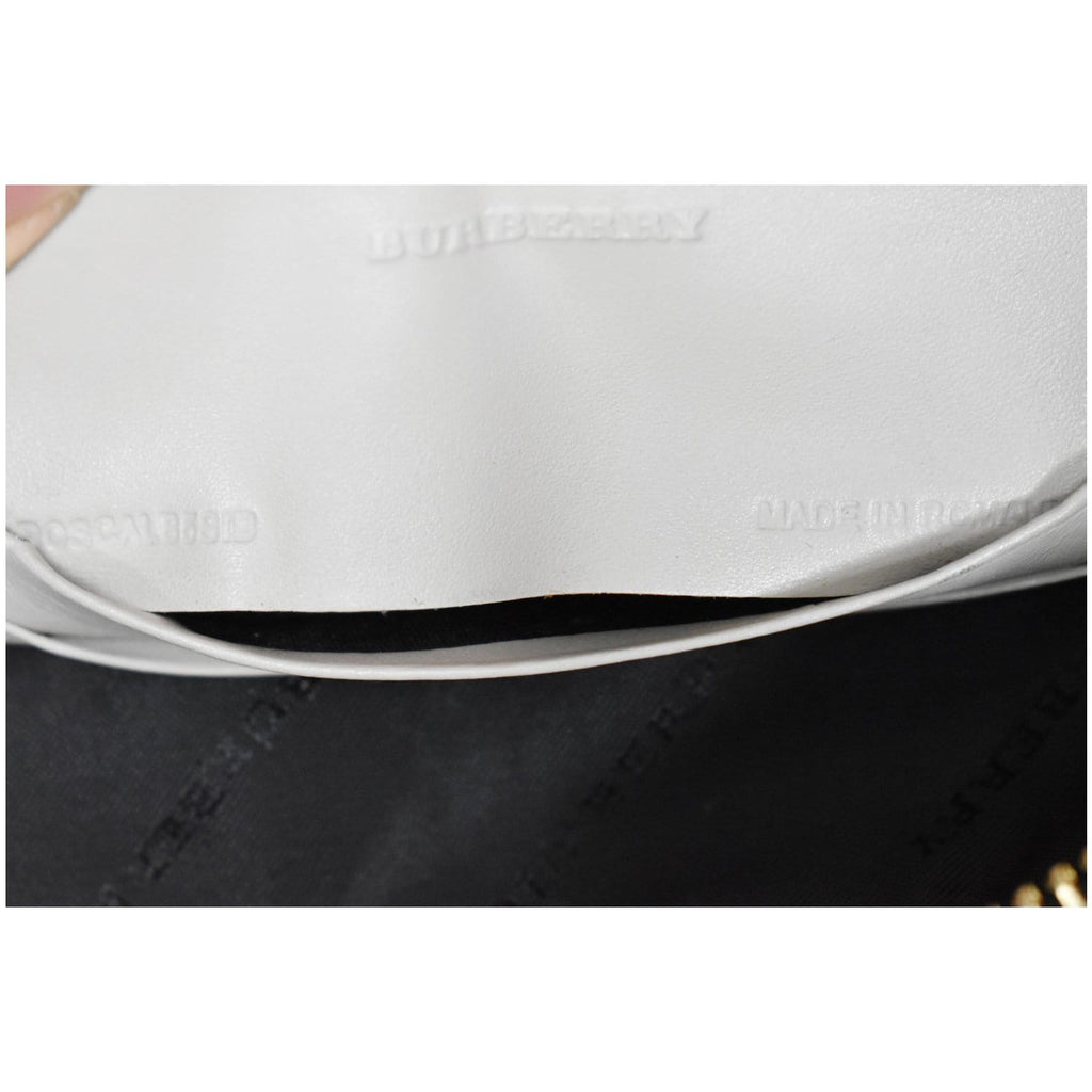 BURBERRY Chichester Embossed Leather Crossbody Clutch Bag White