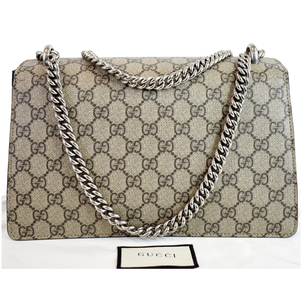 GUCCI Dionysus Small GG Supreme Canvas Shoulder Bag Beige 400249