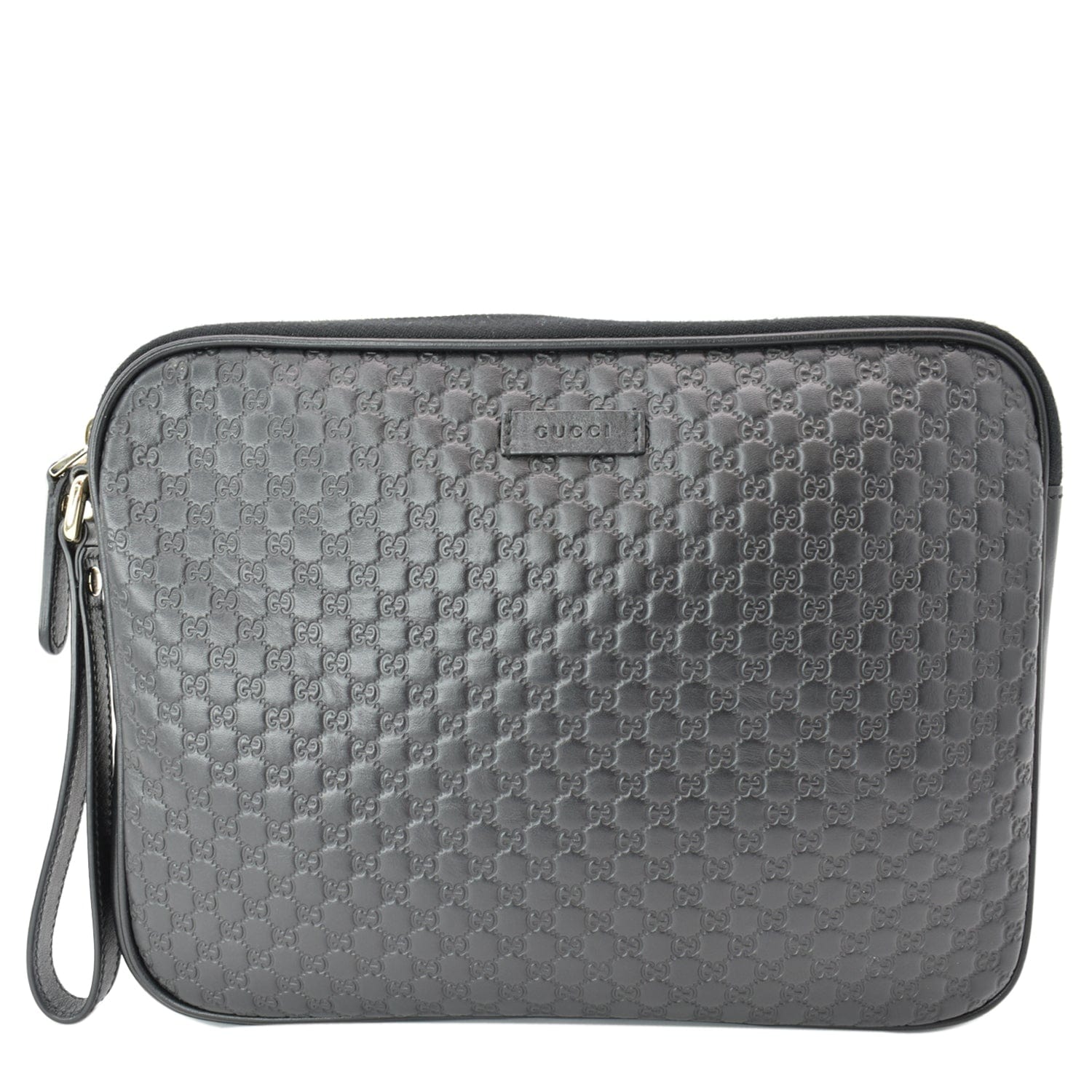 GUCCI Microguccissima Leather Clutch Bag Black 607726