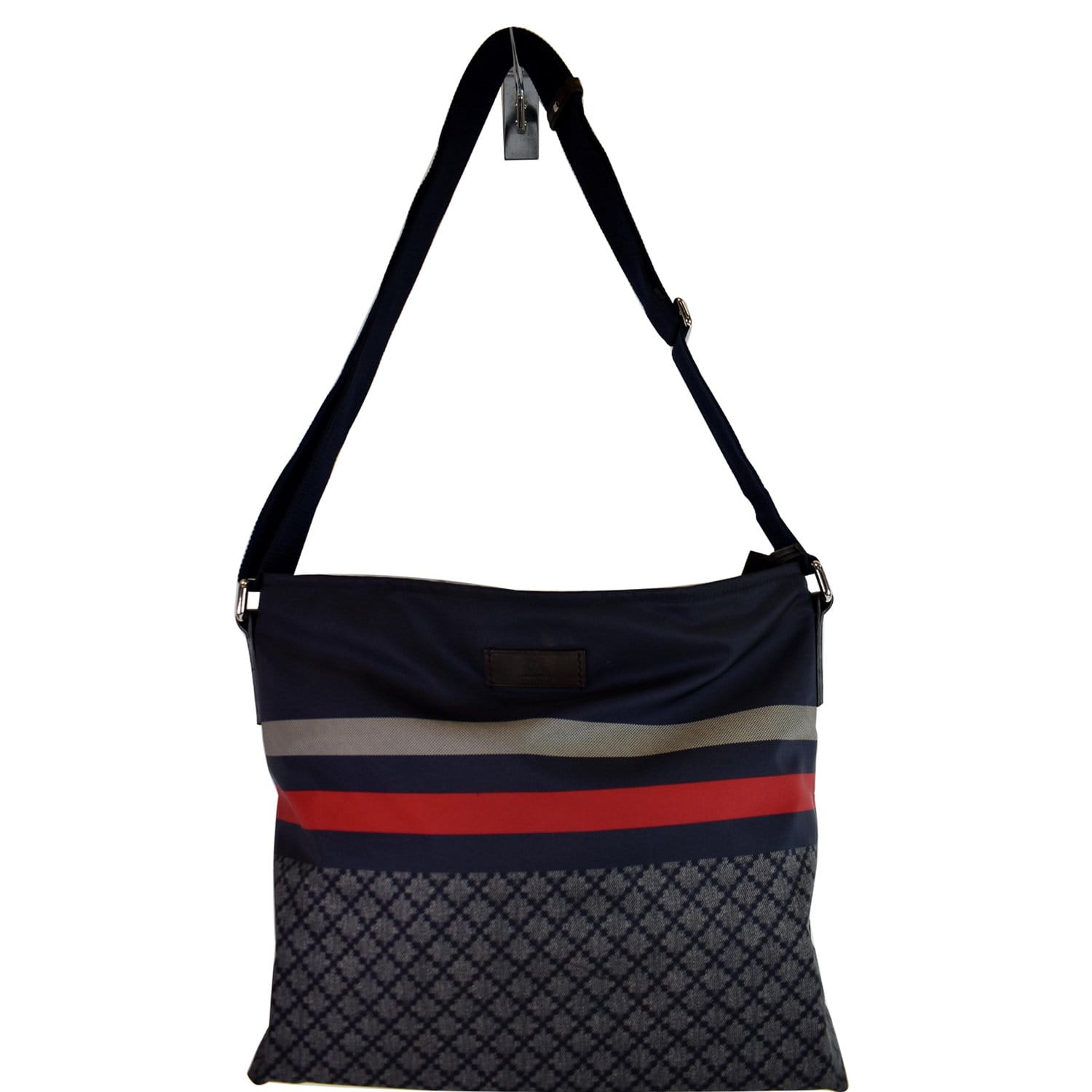 GUCCI Diamante Nylon Crossbody Messenger Bag Blue/Red 270410