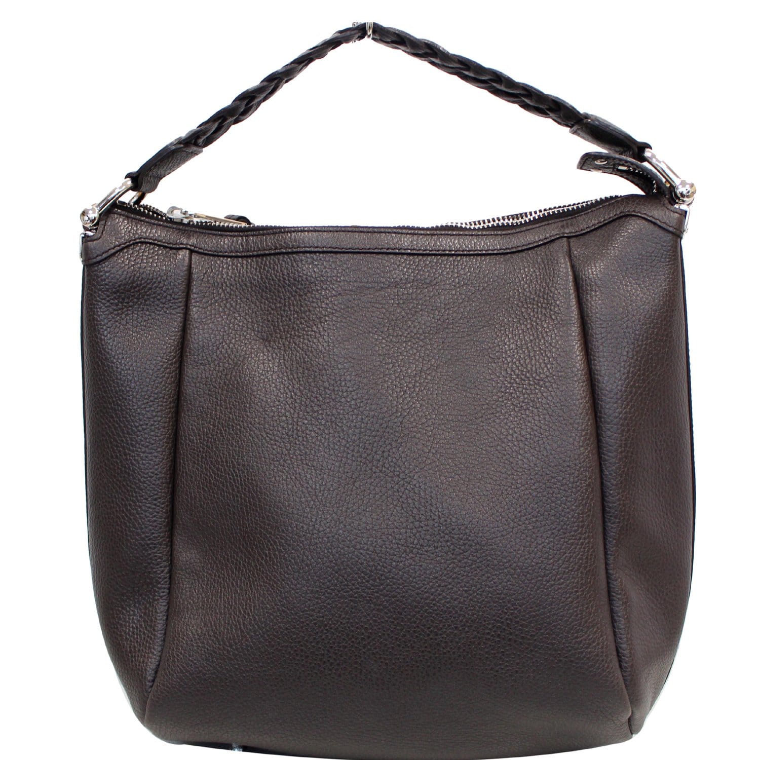 GUCCI Bamboo Bar Grained Calfskin Hobo Bag Dark Brown 336655