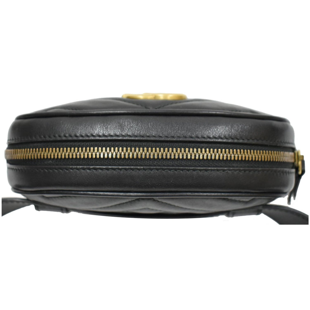 GUCCI GG Marmont Matelasse Leather Belt Bag Black 476434
