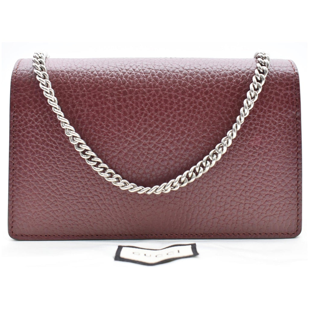 GUCCI Dionysus Super Mini Leather Shoulder Bag Burgundy 476432