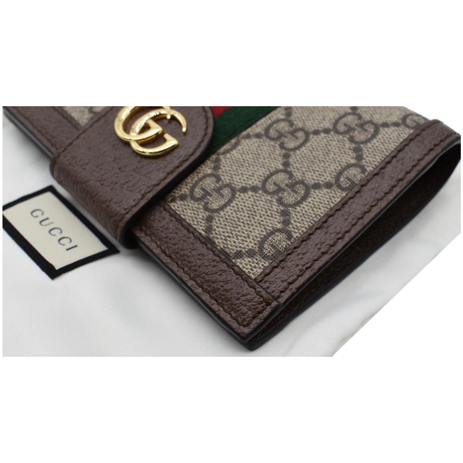 GUCCI Ophidia GG Supreme Monogram Web Passport Case Wallet Beige 598914