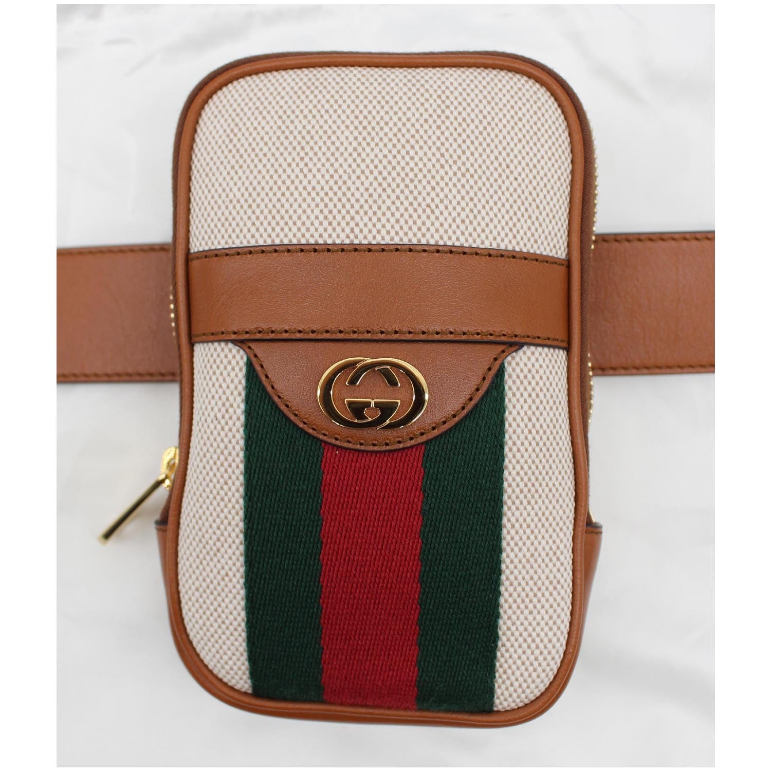 GUCCI Vintage Canvas Phone Case Belt Bag Dark Brown 581519