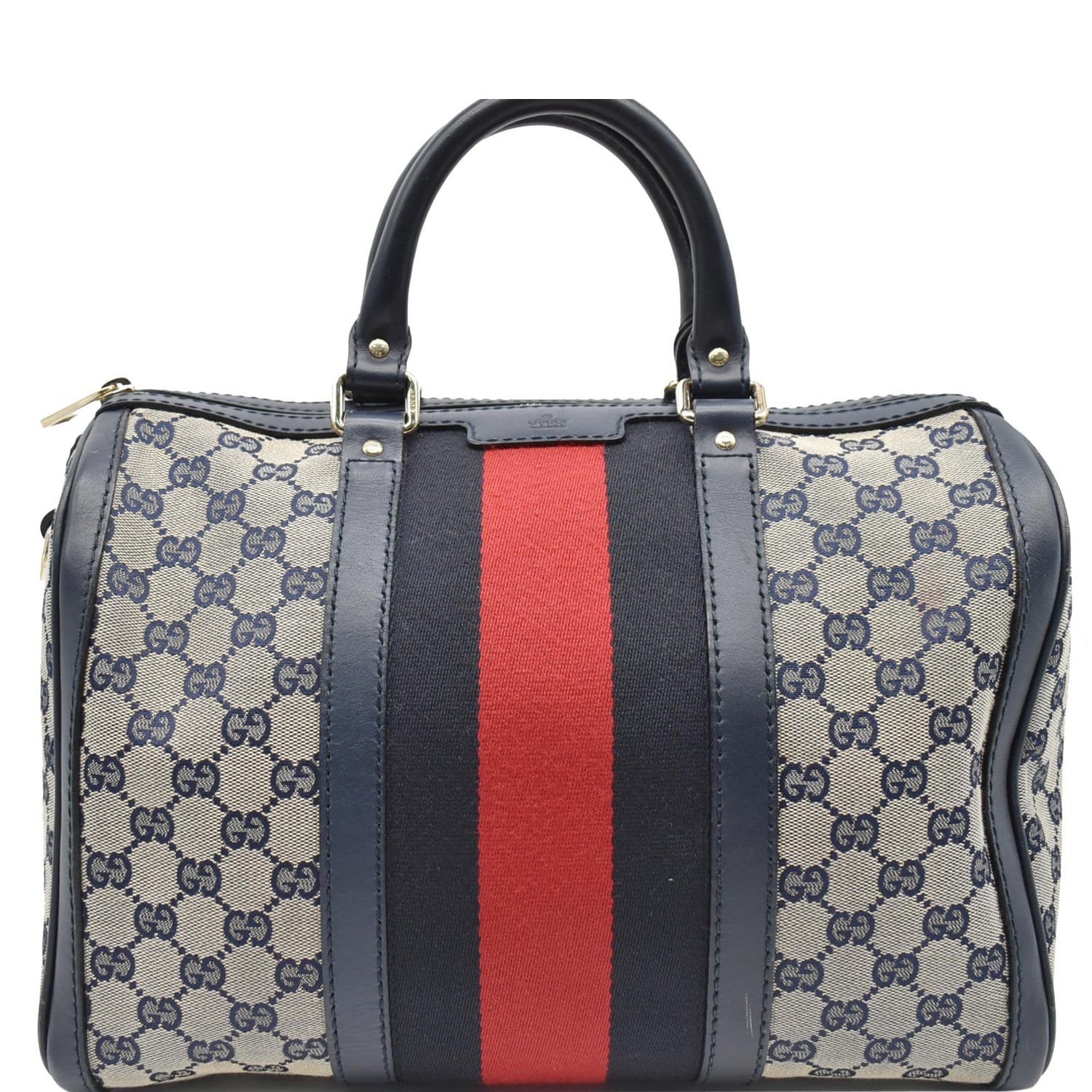 GUCCI Vintage Web Original GG Boston Bag Blue 247205