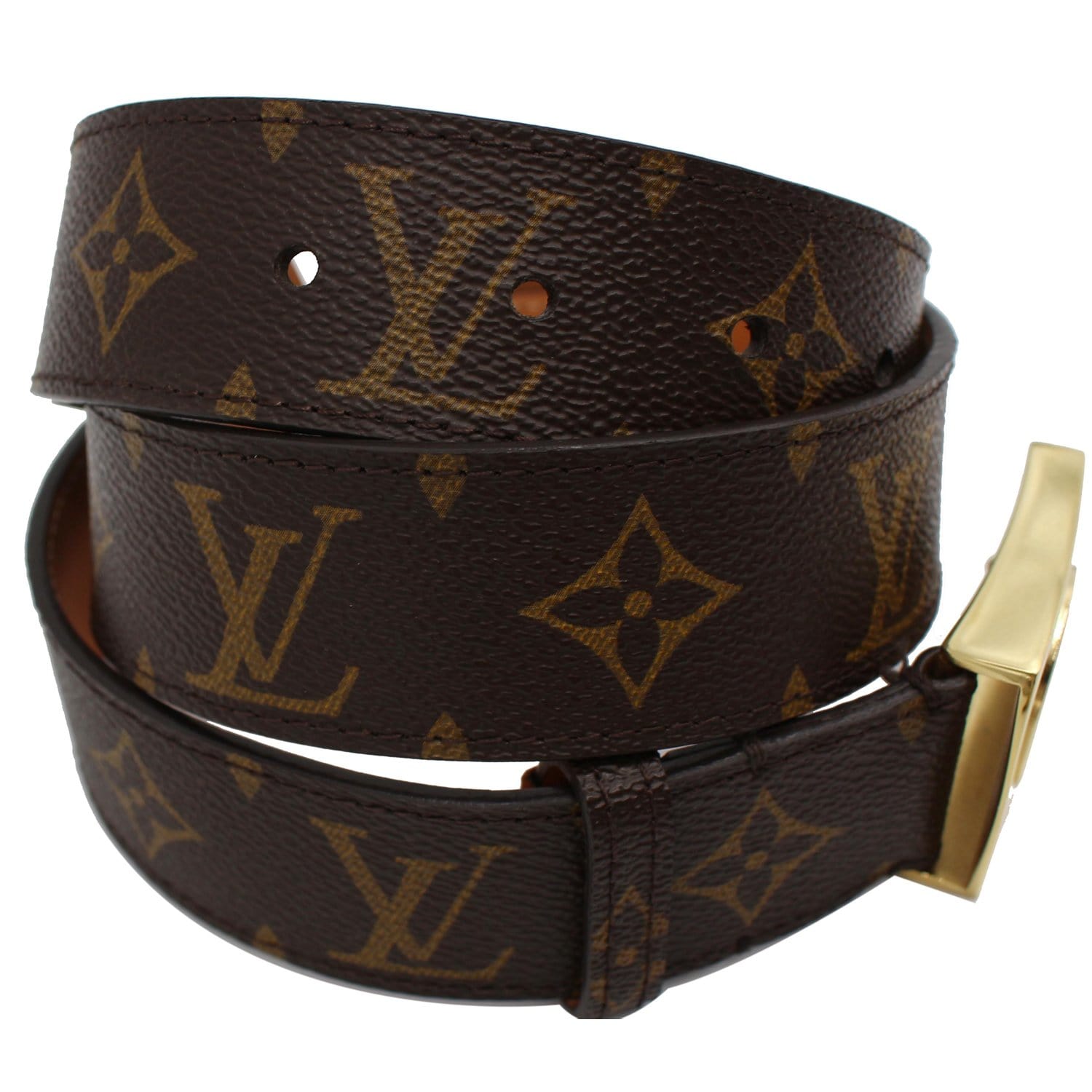 LOUIS VUITTON LV Cut Monogram Canvas Belt Brown Size 80.32