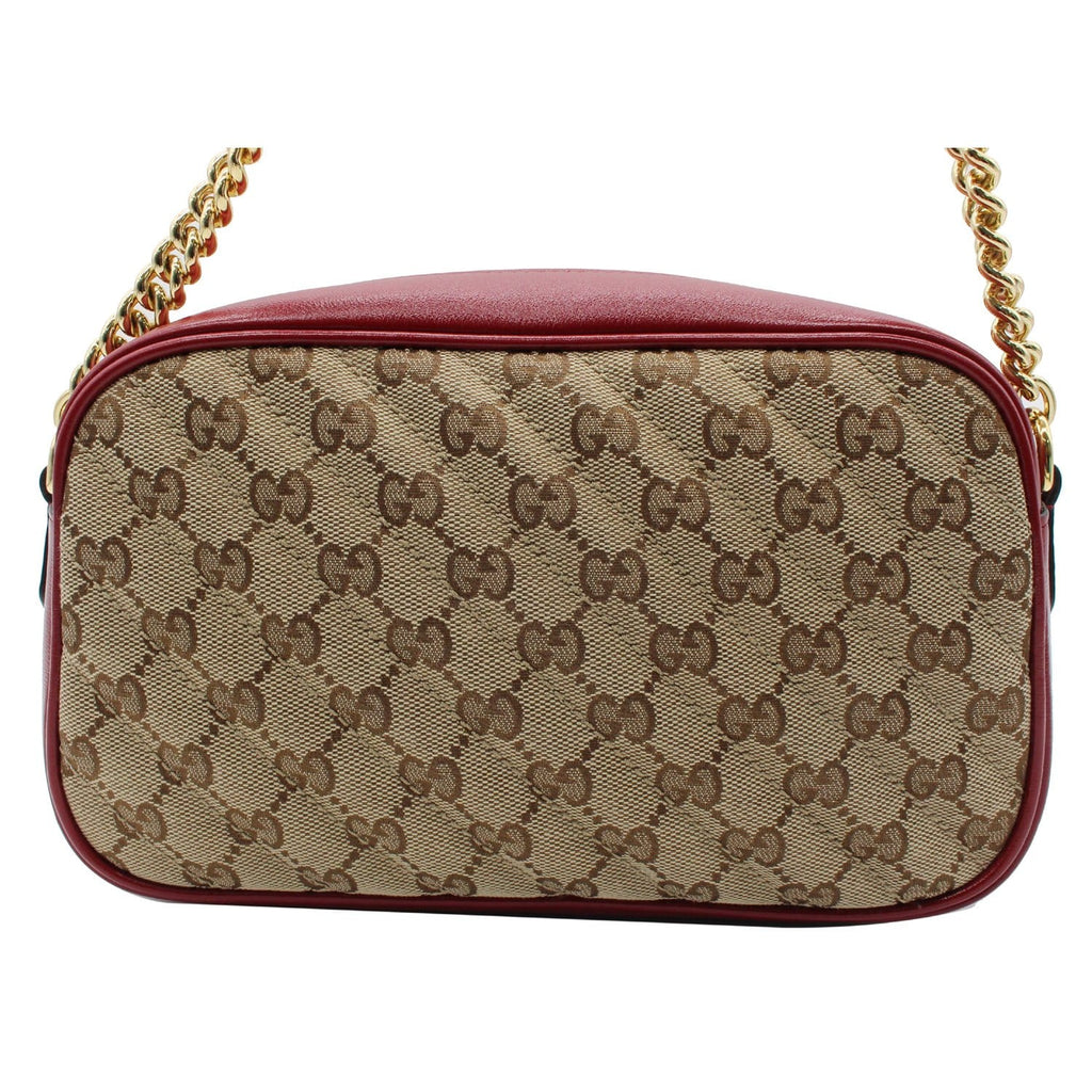 GUCCI GG Marmont Small Matelasse Canvas Leather Crossbody Bag Beige 447632