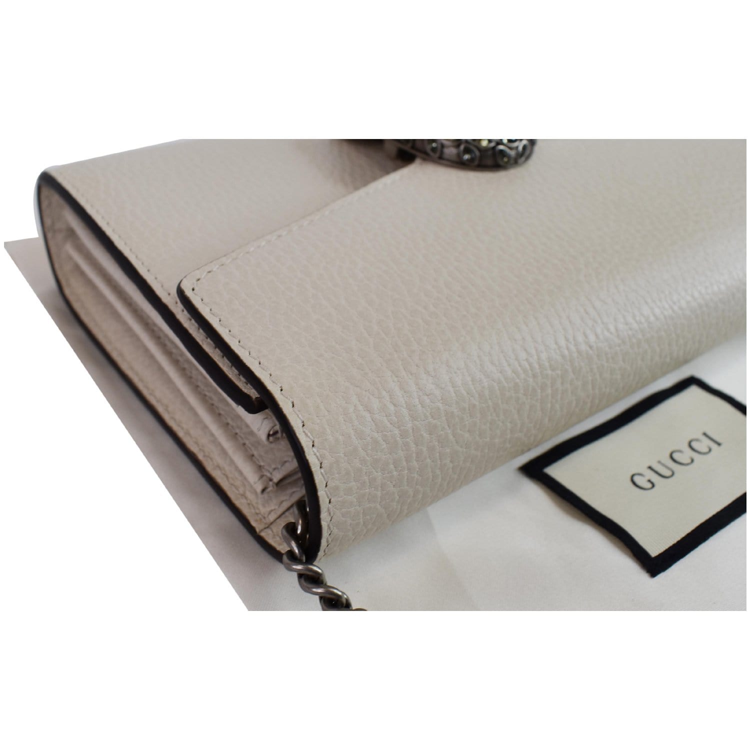 GUCCI Dionysus Mini Leather Chain Shoulder Bag White 401231