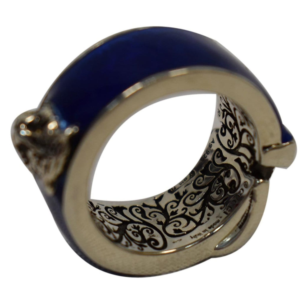 GUCCI Sterling Silver Enamel Buckle Ring Blue Size US 5 - 10% OFF