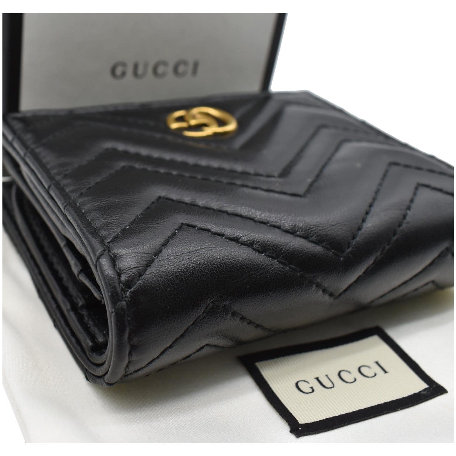 Gucci Marmont GG Matelasse Leather  Case Wallet Black 466492