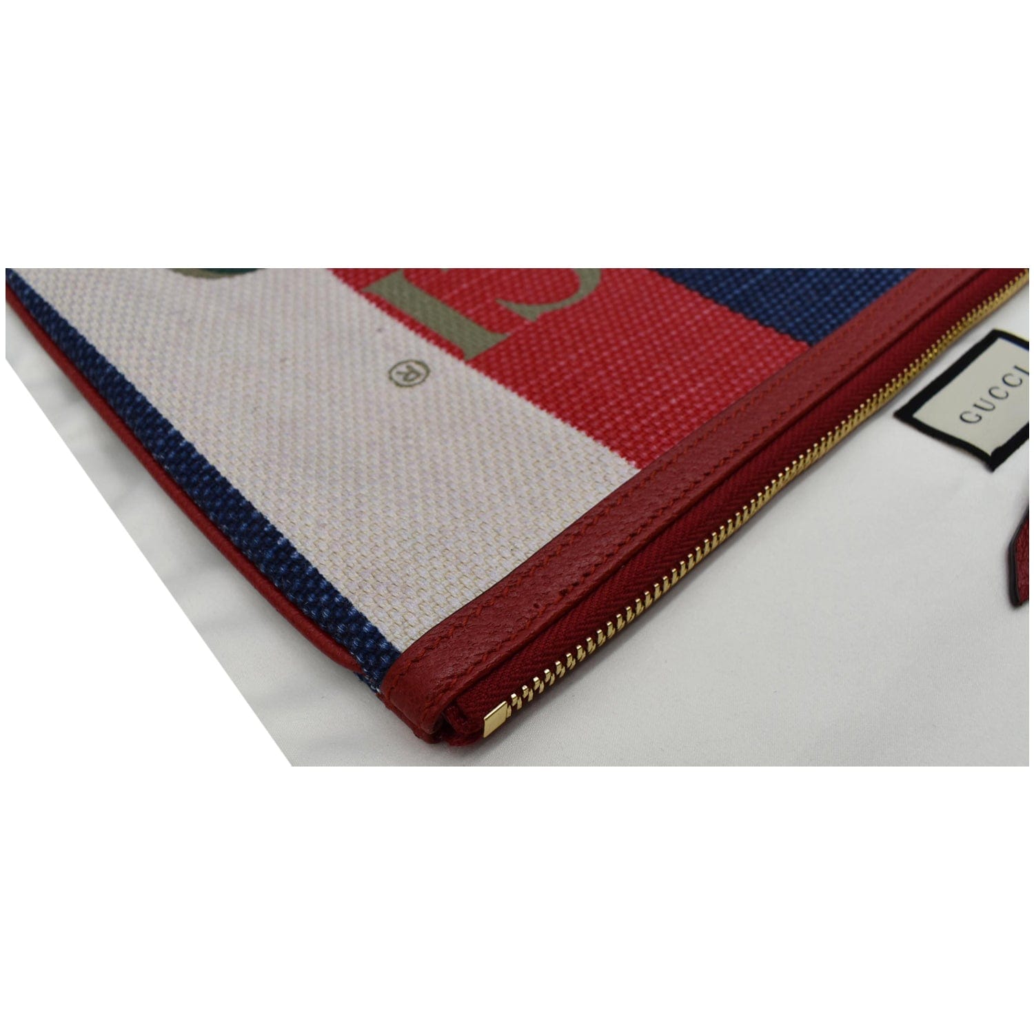 GUCCI Linea Merida Web Stripe Canvas Zip Pouch Multicolor 524788