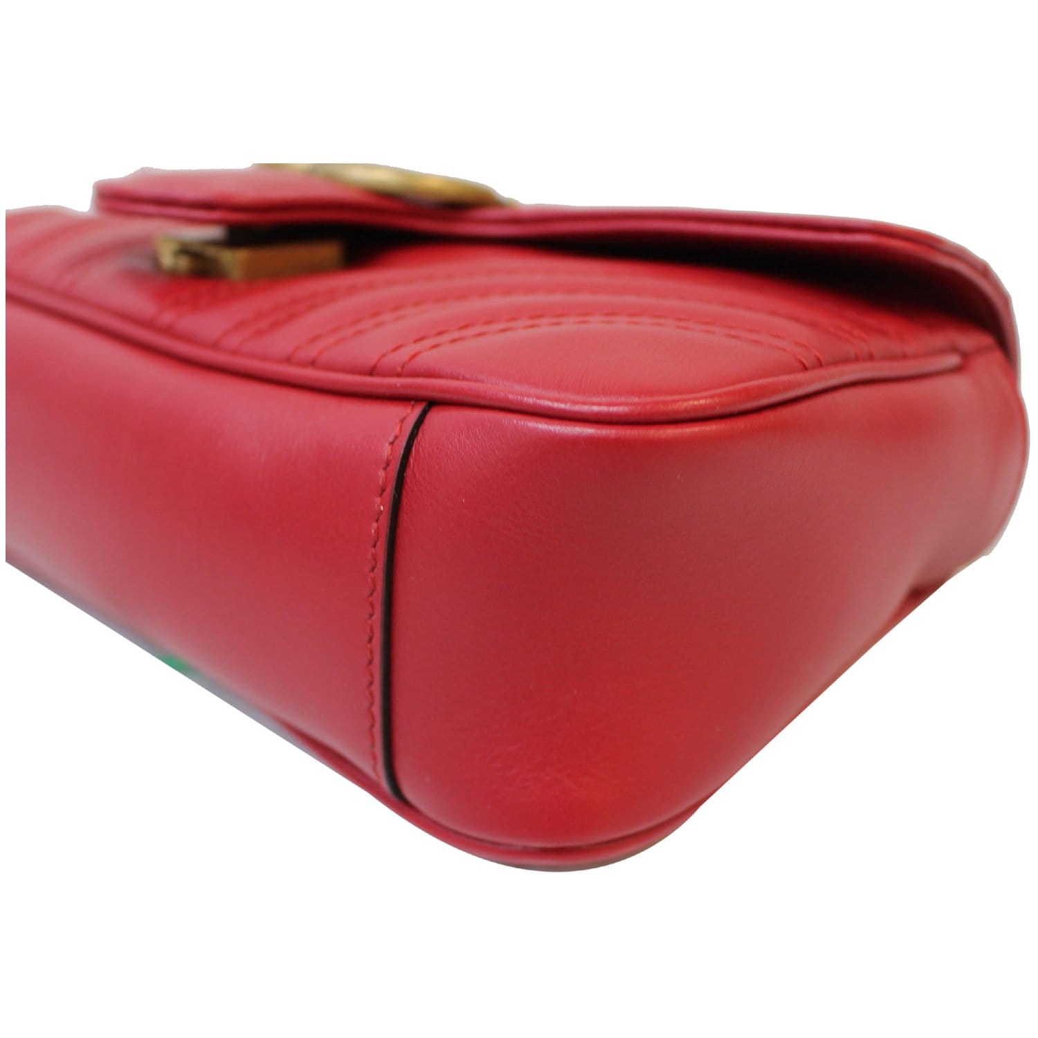 GUCCI GG Marmont Mini Leather Shoulder Crossbody Bag Red 446744