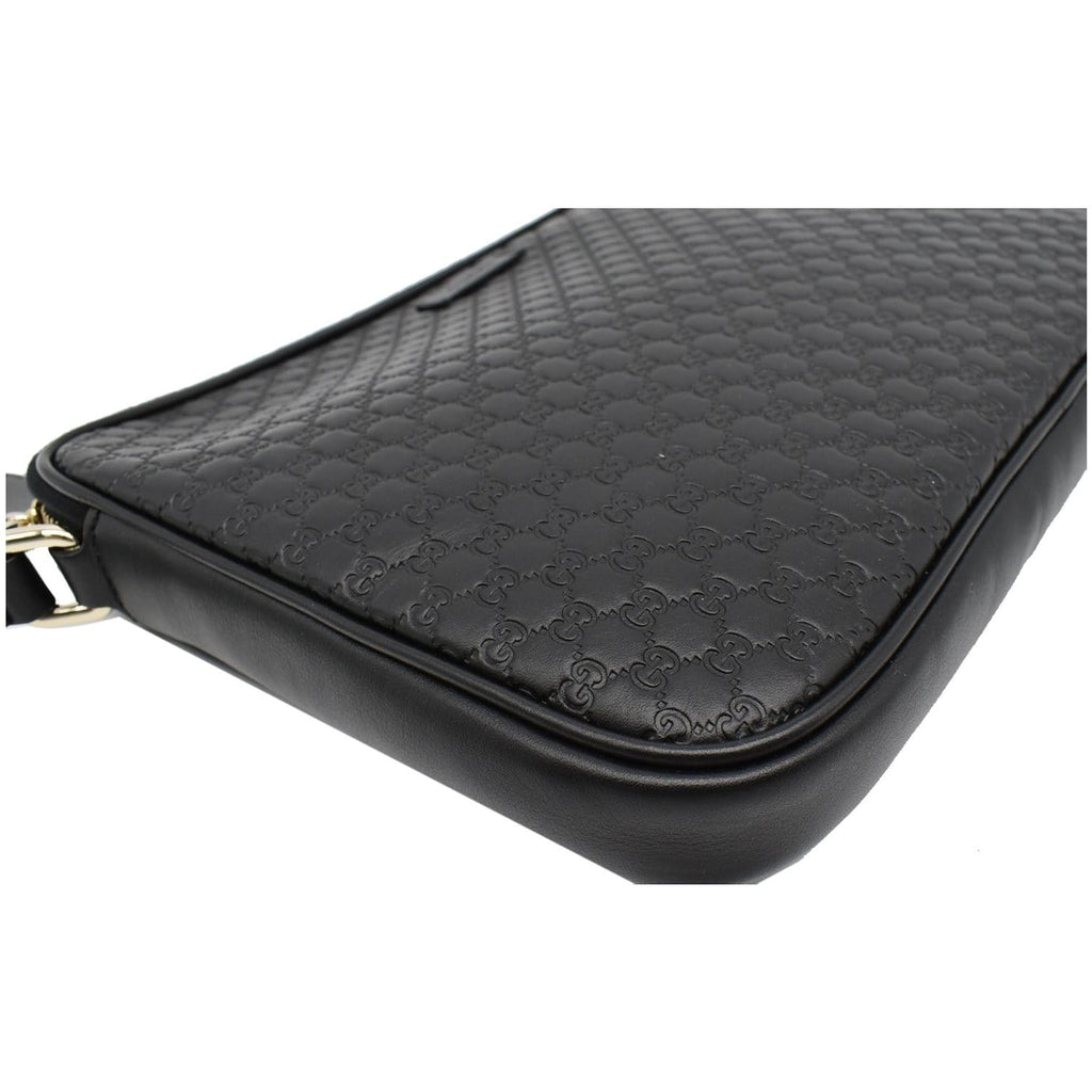 GUCCI Microguccissima Leather Clutch Bag Black 607726