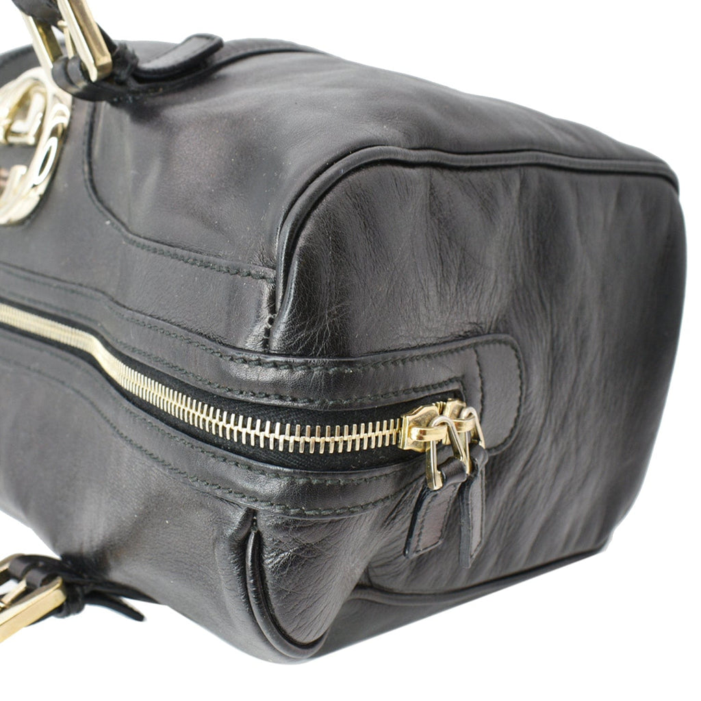 GUCCI Britt Leather Satchel Bag Black 170010