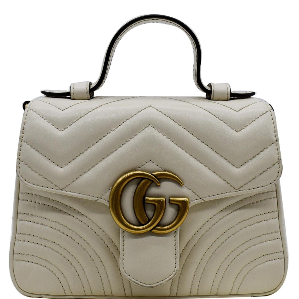 GUCCI GG Marmont Mini Top Handle Shoulder Bag White 547260