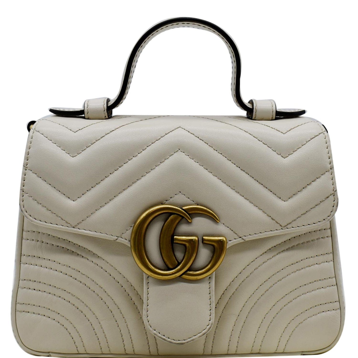 GUCCI GG Marmont Mini Top Handle Shoulder Bag White 547260