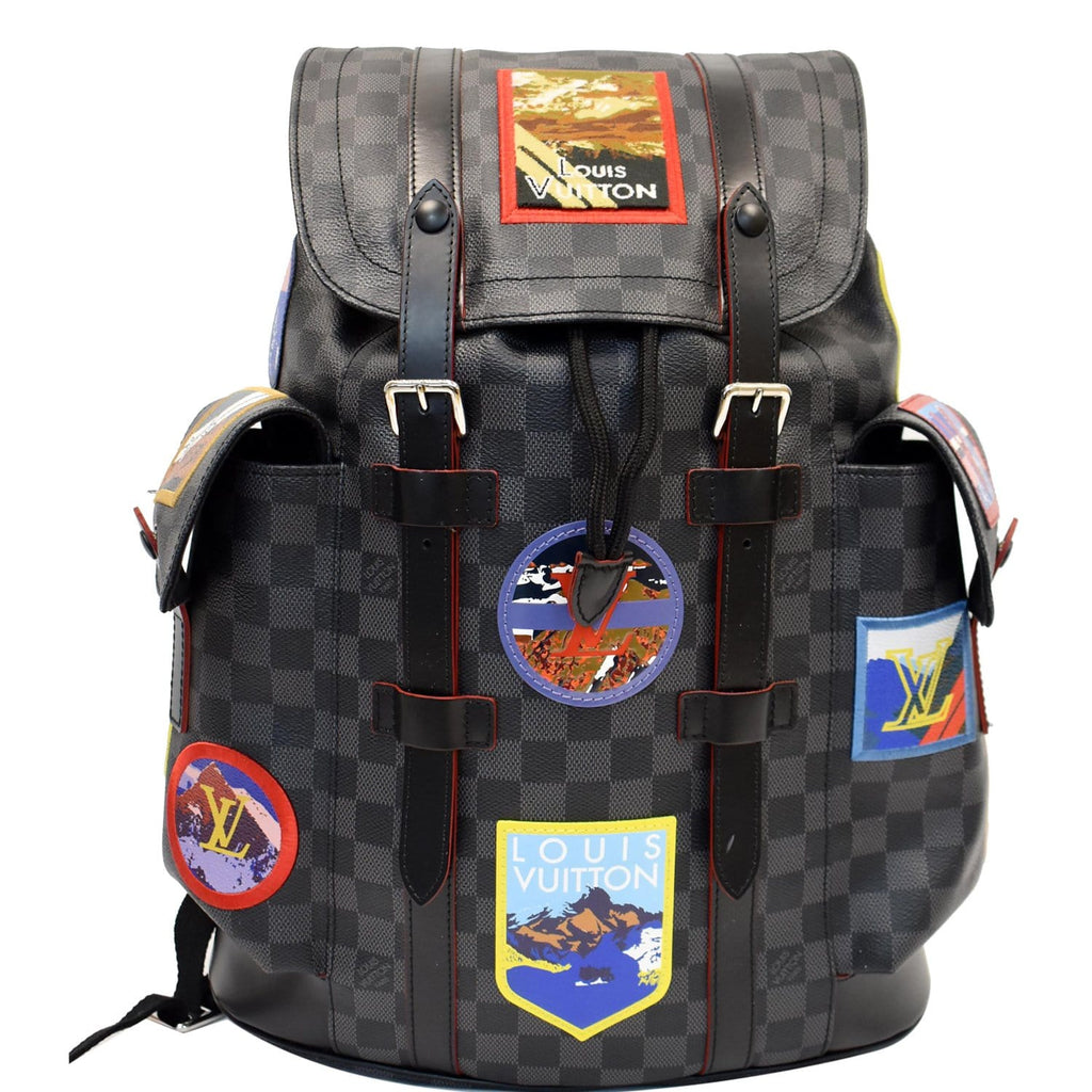 LOUIS VUITTON Alps Christopher Patch Damier Graphite Backpack Bag Black