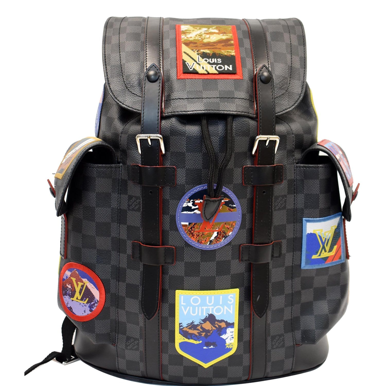 LOUIS VUITTON Alps Christopher Patch Damier Graphite Backpack Bag Black