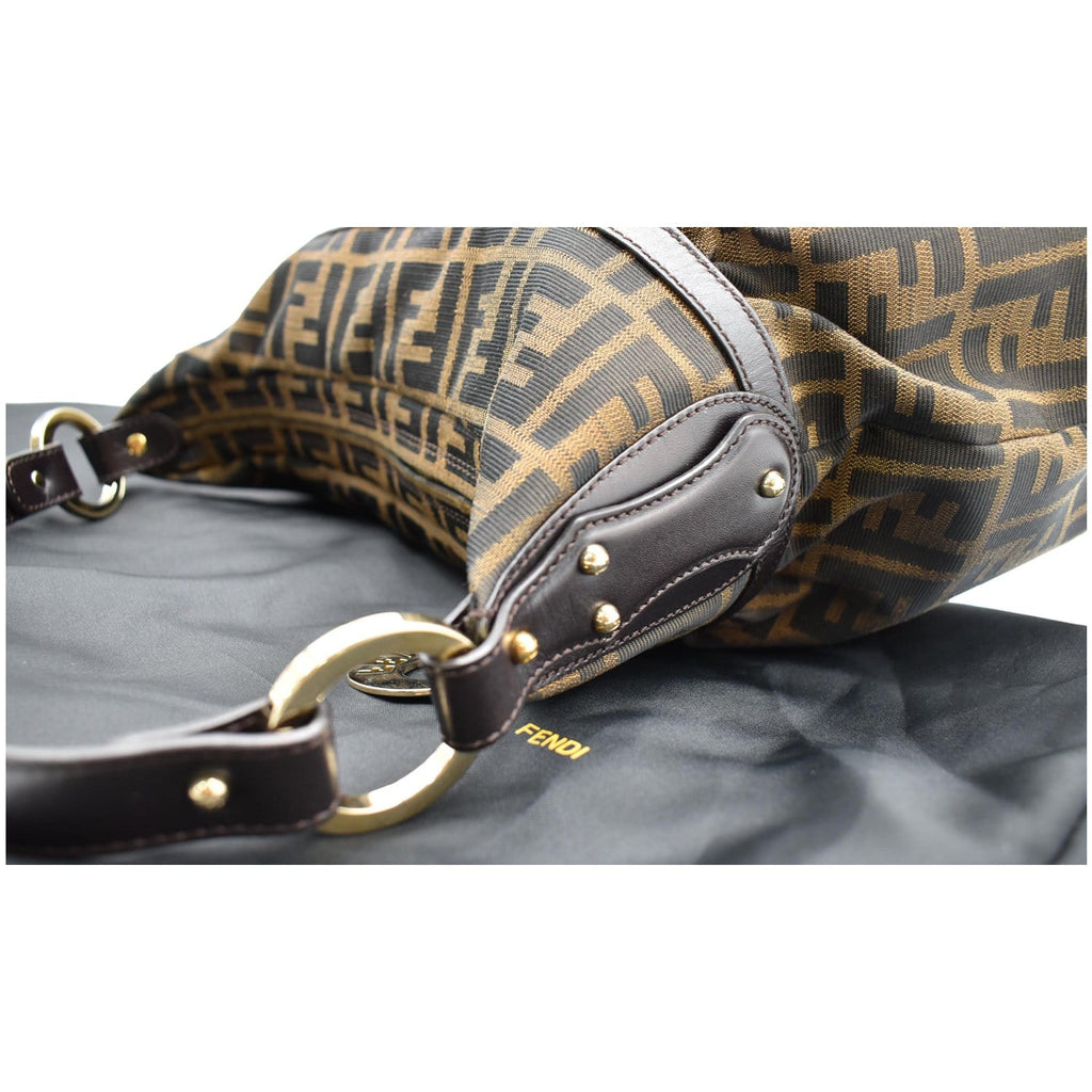 FENDI Chef Zucca Canvas Hobo Bag Brown