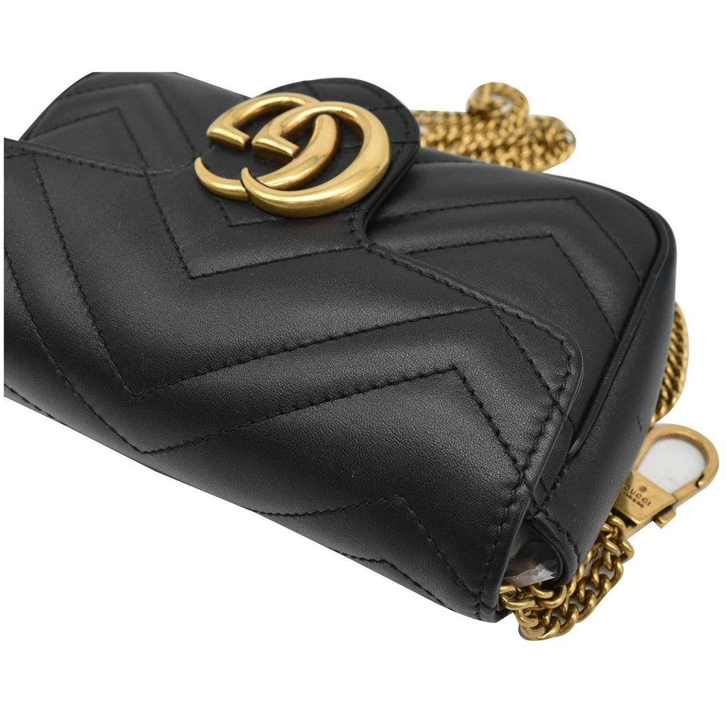 GUCCI GG Marmont Super Mini Leather Crossbody Bag Black 476433