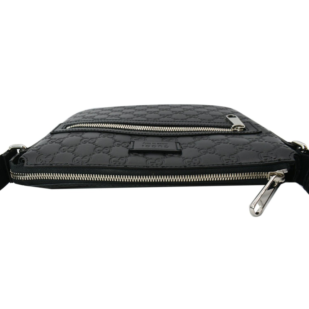 GUCCI GG Signature Leather Black Messenger Bag 406410