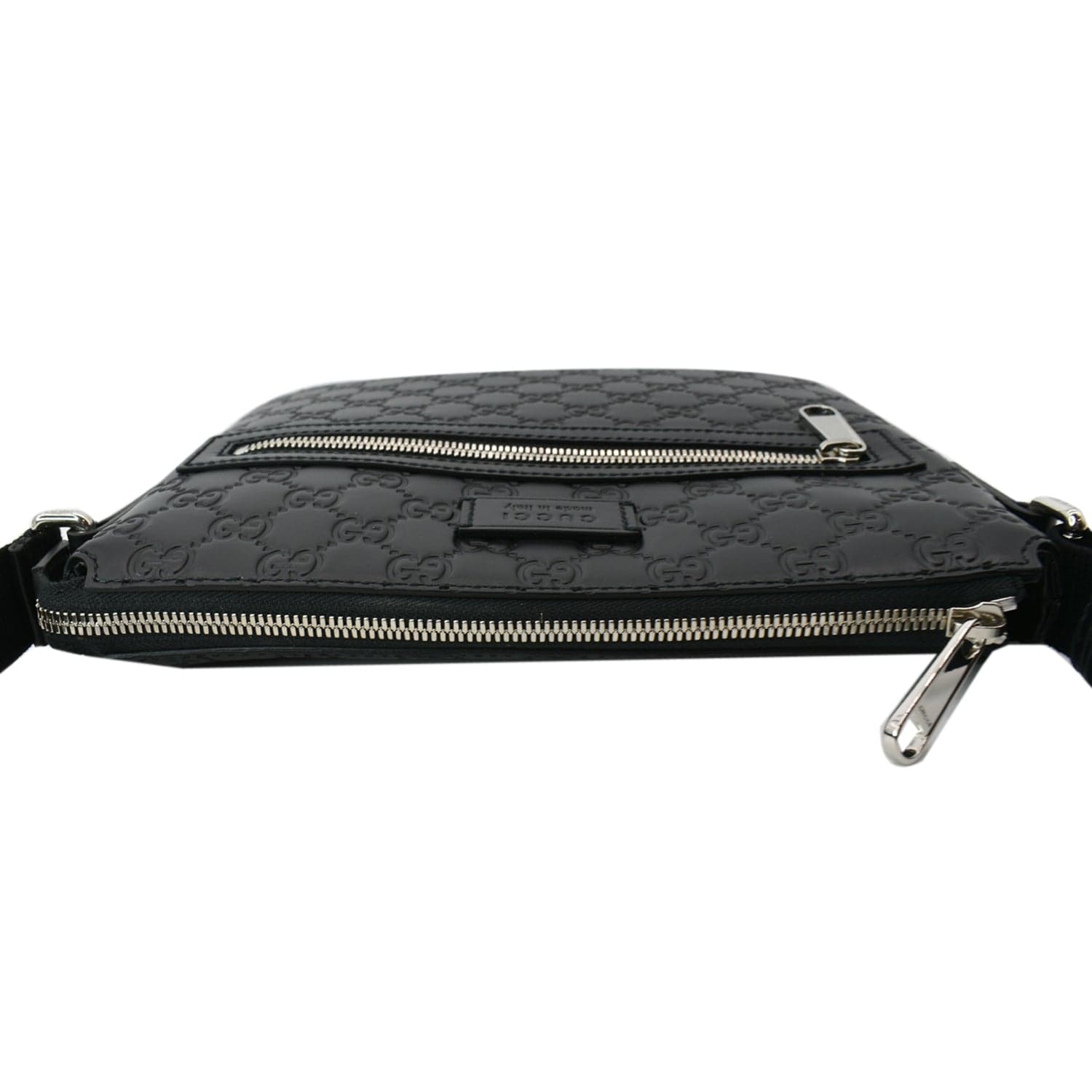GUCCI GG Signature Leather Black Messenger Bag 406410