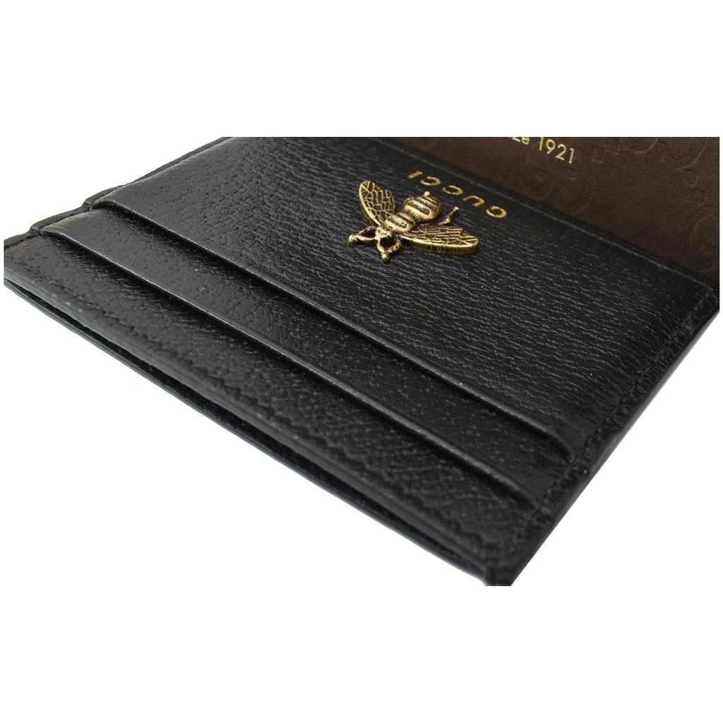 GUCCI Animalier Bee Leather  Case Black 523685