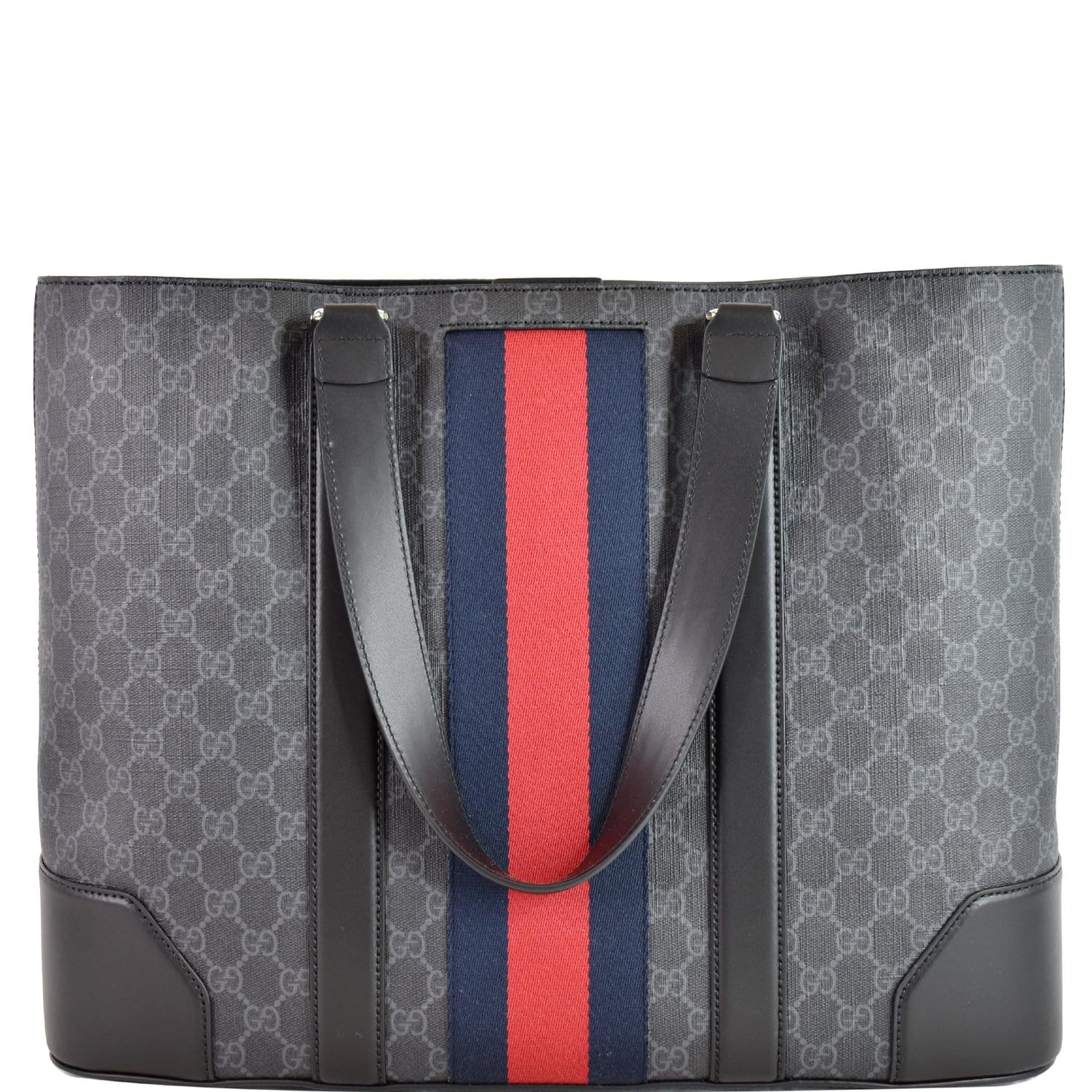 GUCCI Sherry Line GG Supreme Canvas Tote Bag Black 495560