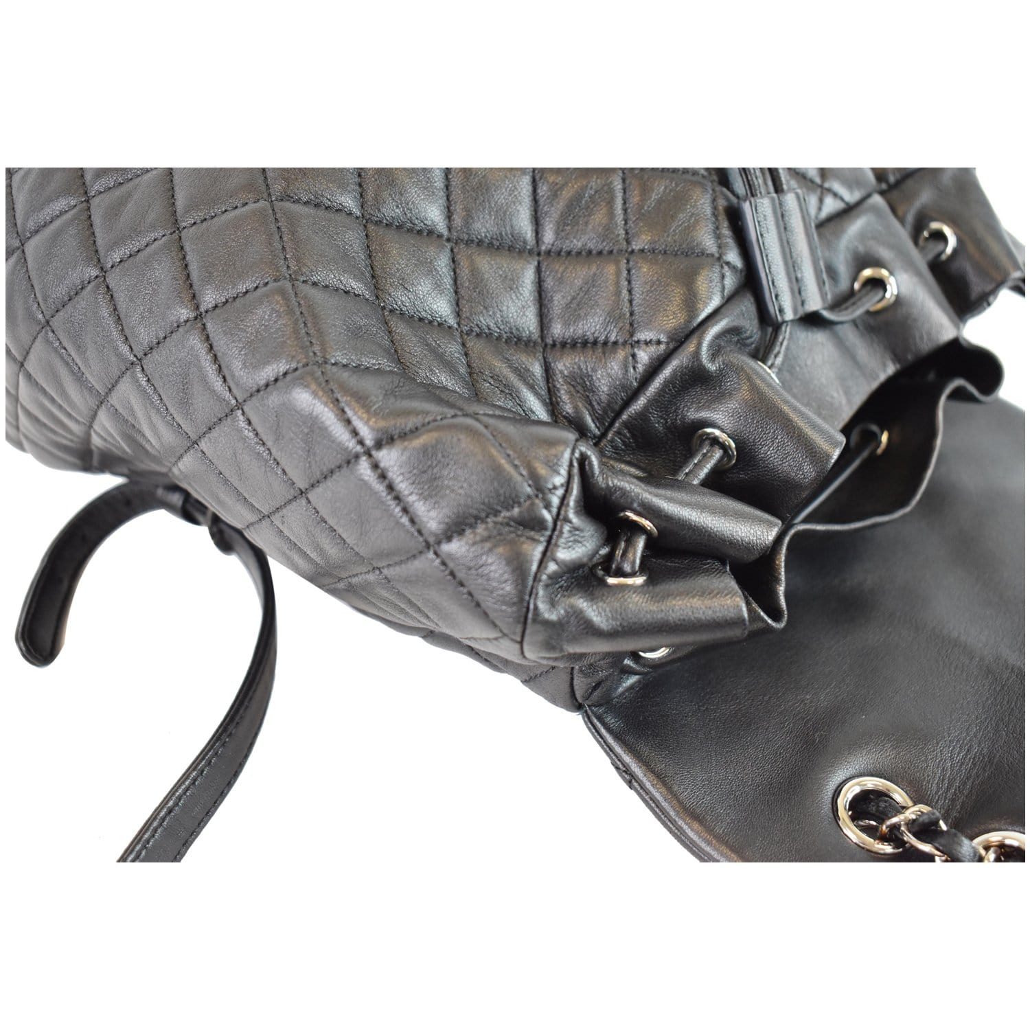 CHANEL Small Urban Spirit Quilted Lambskin Backpack Bag Black