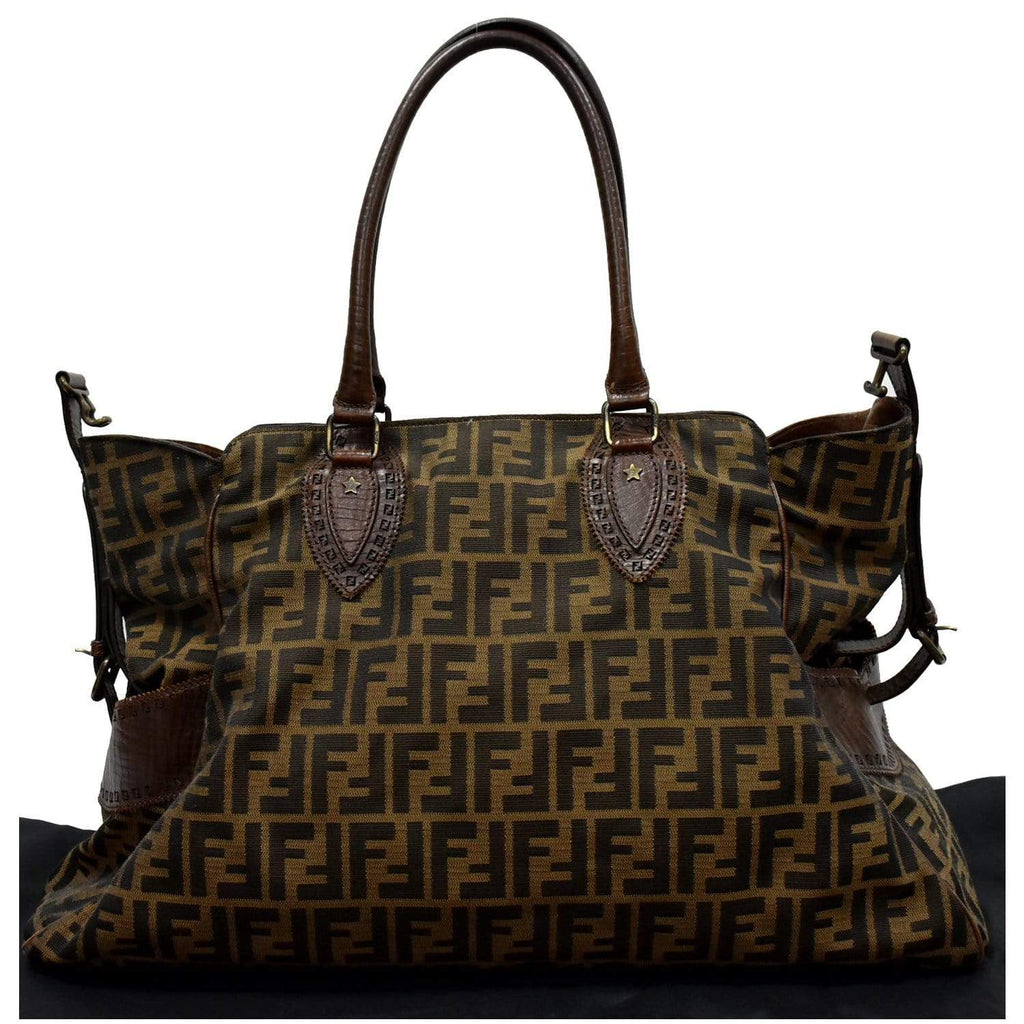 FENDI De Jour Large Zucca Tobacco Canvas Large Tote Bag Brown 8BN158