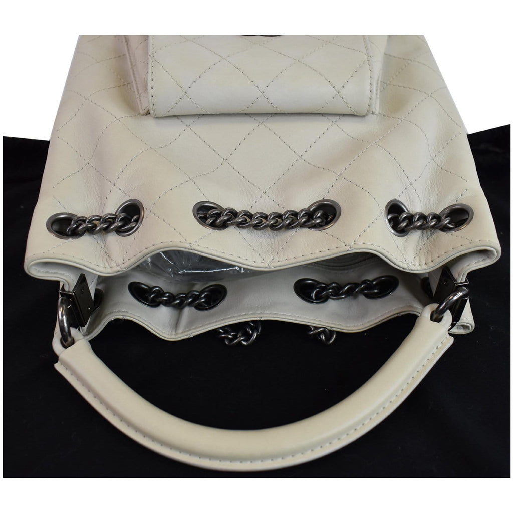 CHANEL Urban Luxury Drawstring Calfskin Stitched Backpack Bag Ivory - 15% OFF