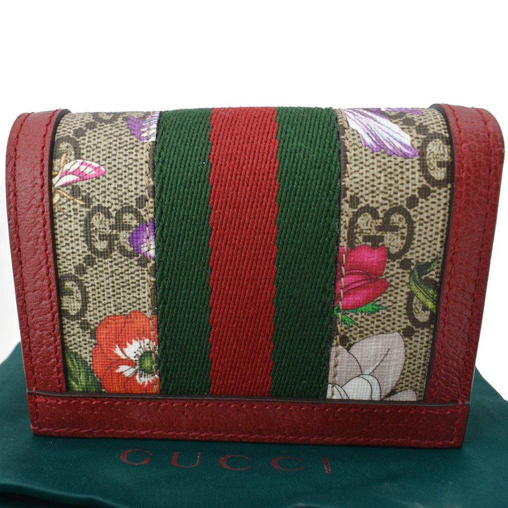 GUCCI Ophidia Flora GG Supreme Canvas  Case Wallet Red 523155 - 10% Off