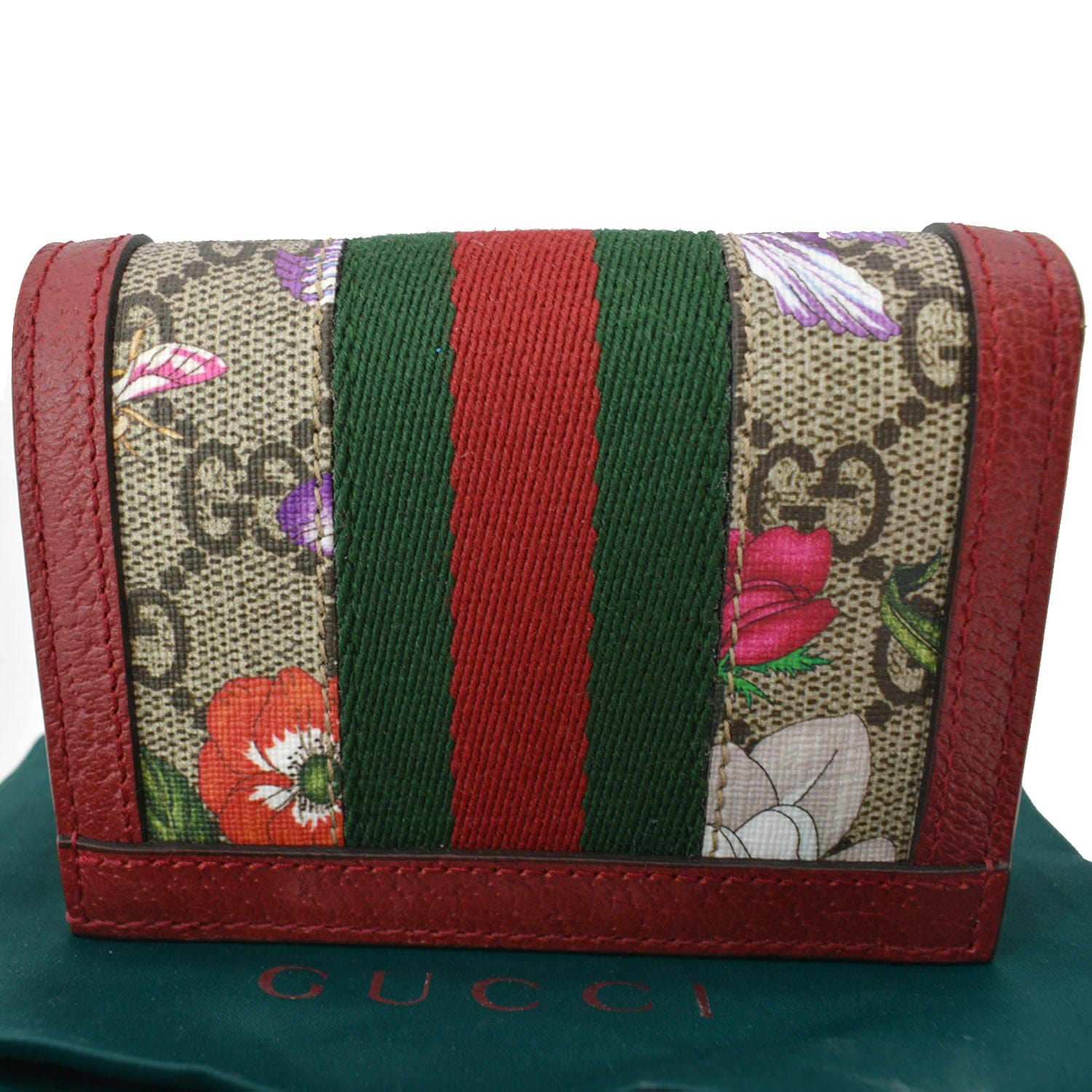 GUCCI Ophidia Flora GG Supreme Canvas  Case Wallet Red 523155 - 10% Off